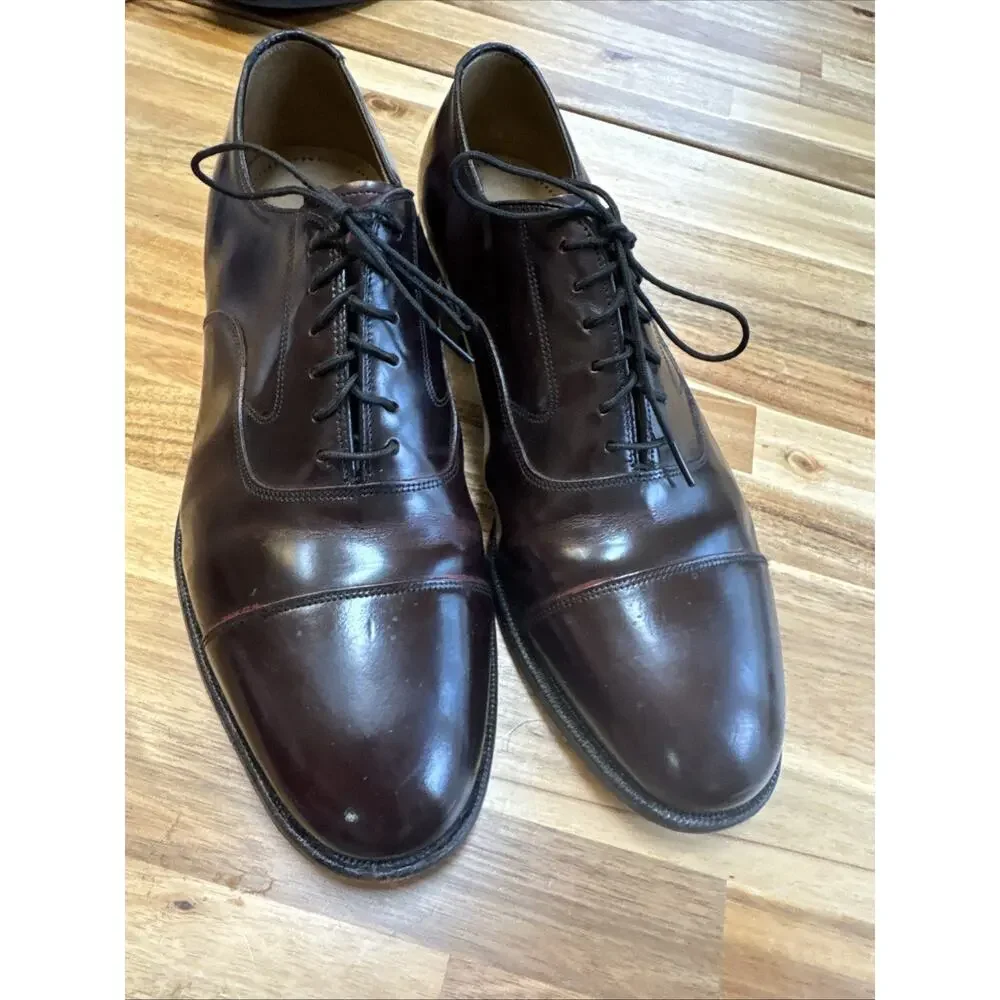 Johnston & Murphy Aristocraft Cap Toe Oxfords‎ Mens 11 D/B Burgundy Oxblood USA